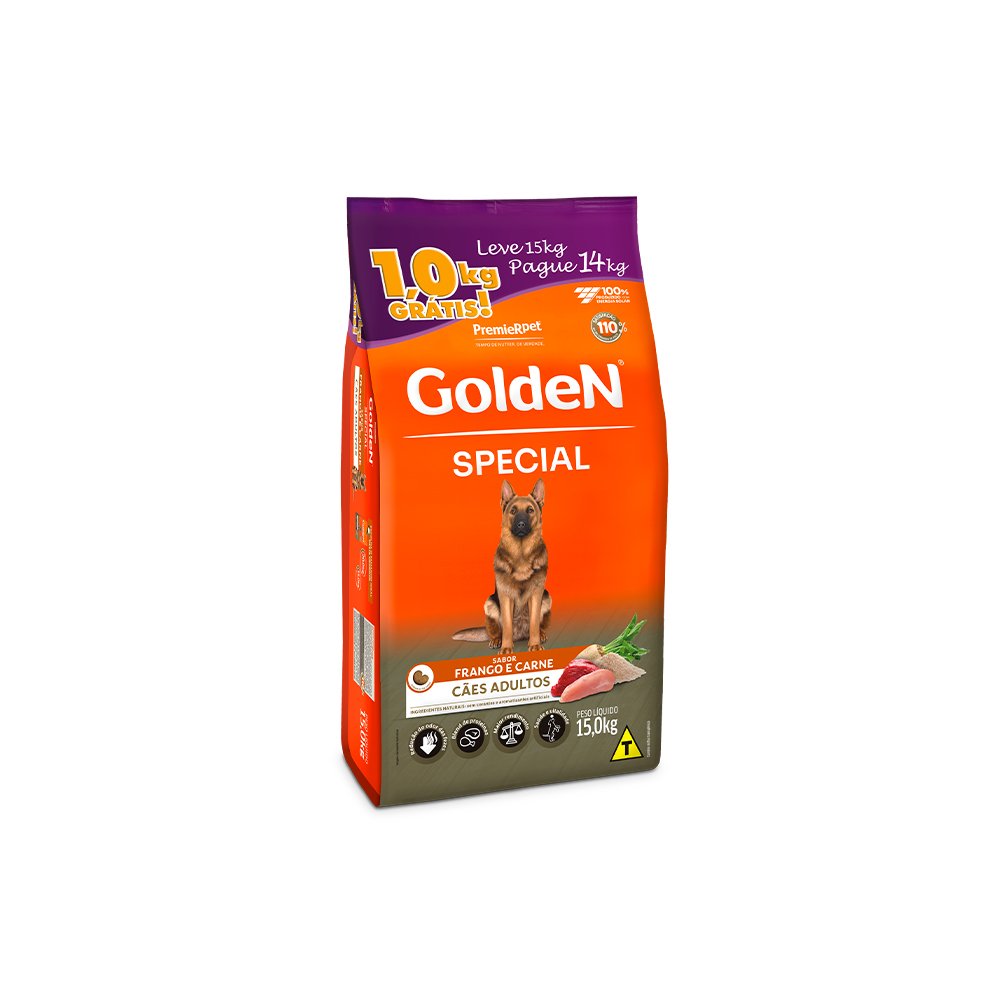 Ração Golden Special para Cães Adultos Sabor Frango e Carne - 10kg