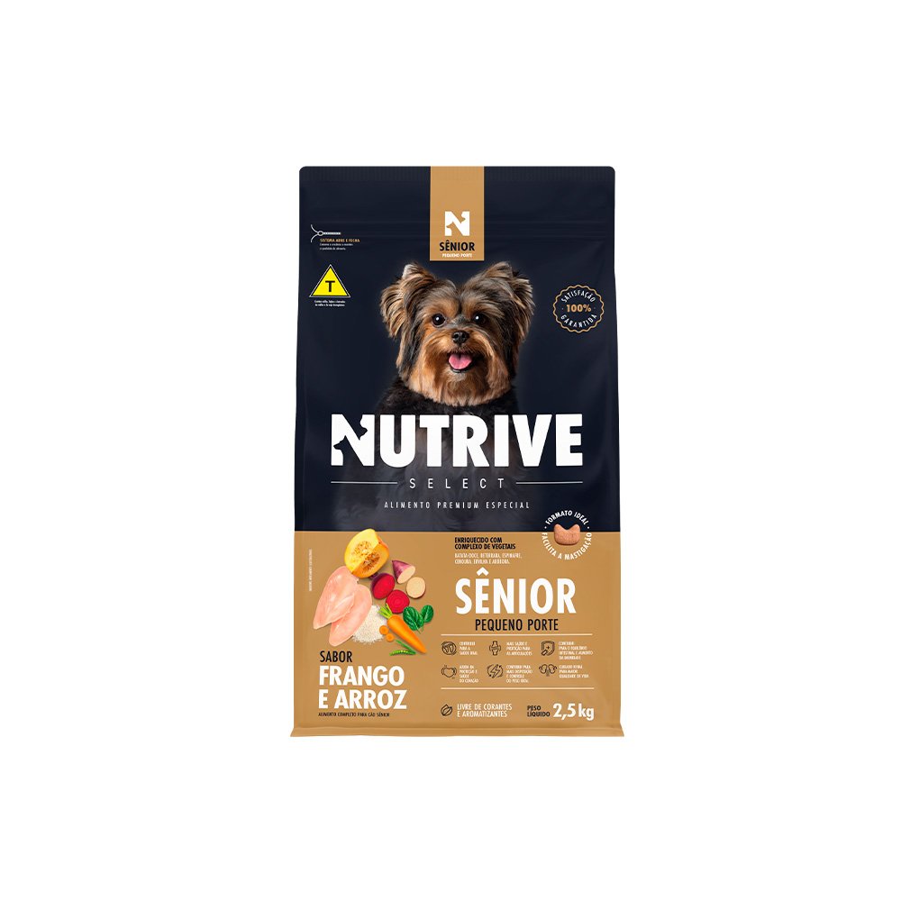 Ração Nutrive Select para Cães Sênior de Pequeno Porte Sabor Frango e Arroz