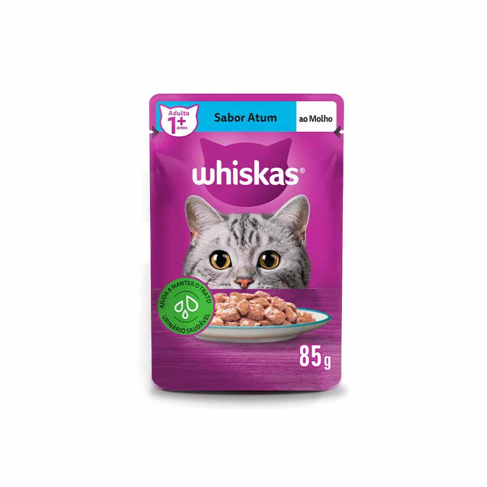 Ração Úmida Whiskas Sachê para Gatos Adultos Sabor Atum - 85g